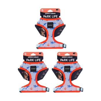3PK Paws And Claws Park Life Printed Pet Dog Harness Assorted Small 15-32cm
