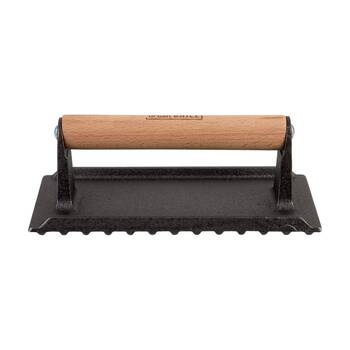Urban Grill Cast Iron Rectangle BBQ Press W/ Ridged Base 20.5x10.5cm