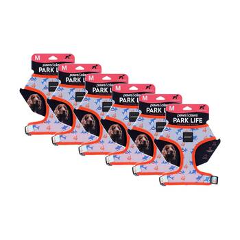 6x 4pc Paws And Claws Park Life Printed Pet Dog Harness Set Assorted M 37-50cm