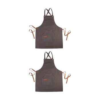 2PK Urban Grill Heavy Duty Cross-Back BBQ Apron Charcoal W/ Reinforced Stitching