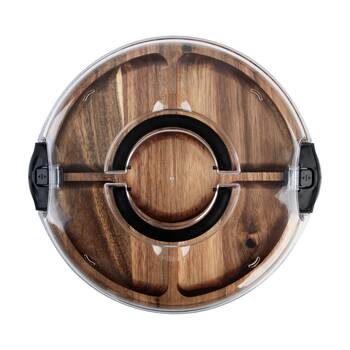 Alfresco Lane Acacia Wood 5 Compartment Round Grazing Platter W/ Lid