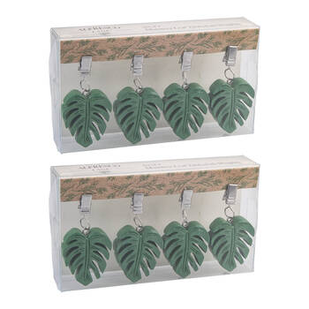 2x 4pc Alfresco Lane Outdoor Tablecloth Weights Set Monstera Leaf Green