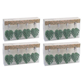 4x 4pc Alfresco Lane Outdoor Tablecloth Weights Set Monstera Leaf Green