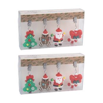 2x 4pc Alfresco Lane Outdoor Tablecloth Weights Set Festive Design Christmas