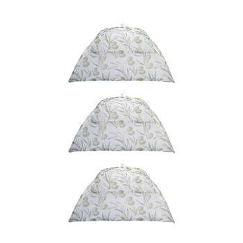 3PK Alfresco Lane Pop-Up Square Nylon Net Food Cover 40cm Olives Design