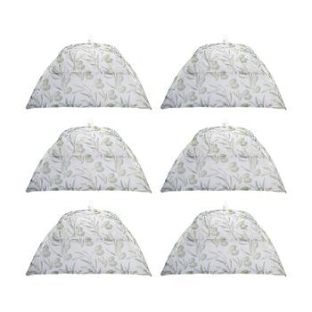 6PK Alfresco Lane Pop-Up Square Nylon Net Food Cover 40cm Olives Design