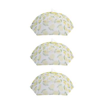 3PK Alfresco Lane Pop-Up Round Nylon Net Food Cover 40cm Diameter Lemon