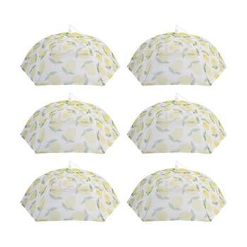 6PK Alfresco Lane Pop-Up Round Nylon Net Food Cover 40cm Diameter Lemon