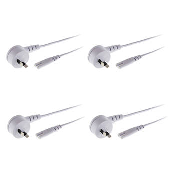 4PK Doss Flat Mains To Fig 8 Lead 2M White Right Angle Plug Power Cord