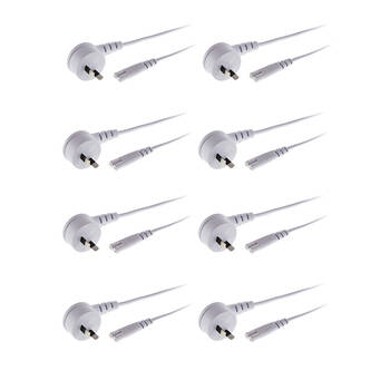 8PK Doss Flat Mains To Fig 8 Lead 2M White Right Angle Plug Power Cord