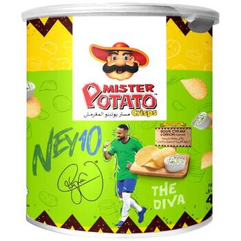 40PK Mister Potato Chips The Diva Sour Cream & Onion Flavoured Snack 35g Can