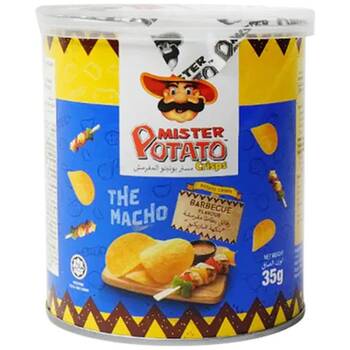 40PK Mister Potato Chips The Macho Barbeque BBQ Flavoured Snack 35g Can