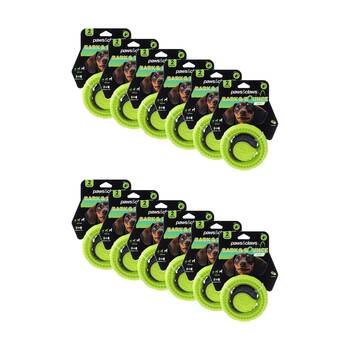 12x 2pc Paws And Claws Bark & Bounce Dog Ball/Ring Rubber Chew/Fetch Toy Set Asstd