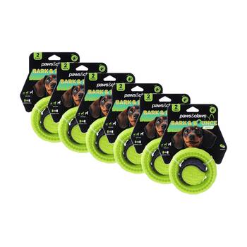 6x 2pc Paws And Claws Bark & Bounce Dog Ball/Ring Rubber Chew/Fetch Toy Set Asstd