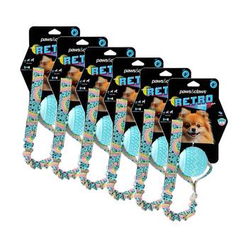 6x Paws And Claws Bungee Ball Printed Pet Dog Chew/Tug Toy 41x7x7cm Assorted
