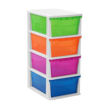 Boxsweden Stakit 4 Drawer Organisation Storage Unit 31.5x43x70cm Multicolour