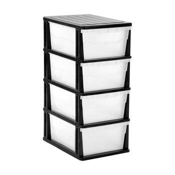 Boxsweden Stakit 4 Drawer Organisation Storage Unit 31.5x43x70cm Black/White