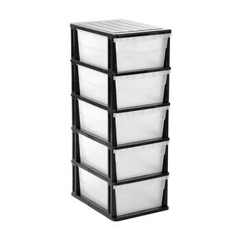 Boxsweden Stakit 5 Drawer Organisation Storage Unit 31.5x43x87cm Black/White