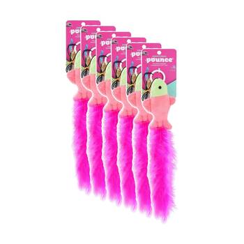 6PK Paws And Claws Pounce Plush Finger Dangler Pet Cat Toy Boa Assorted 4x54cm