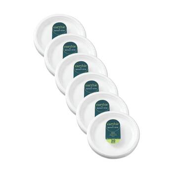 6x 30pc Lemon And Lime Sugarcane Dinner Plate Compostable White 23cm