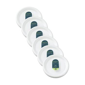 6x 25pc Lemon And Lime Sugarcane Dinner Plate Compostable White 26cm