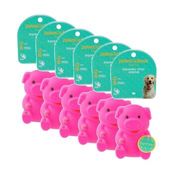 6PK Paws And Claws Vinyl Animal Pet Dog Cat Toy Built-In Squeaker 11x10x8cm