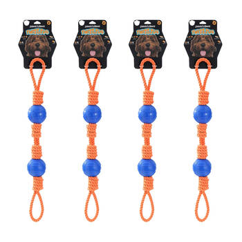 4PK Paws And Claws Twist Tug Double Loop Rope Pet Dog Toy Durable 69x7cm