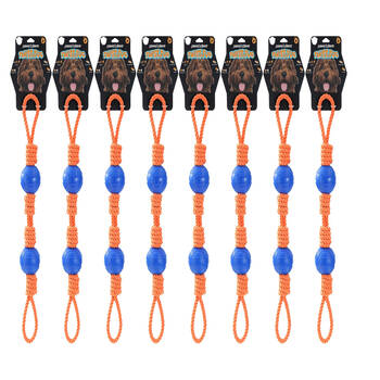 8PK Paws And Claws Twist Tug Double Loop Rope Pet Dog Toy Durable 69x7cm