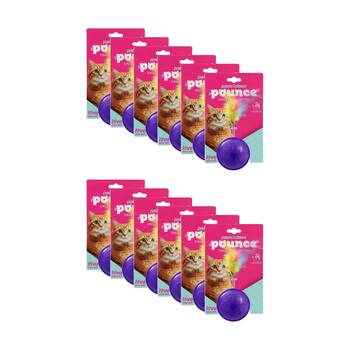 12PK Paws And Claws Pounce Crazy Rolling Pet Cat Toy Assorted 10x4cm
