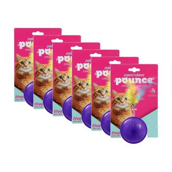 6PK Paws And Claws Pounce Crazy Rolling Pet Cat Toy Assorted 10x4cm