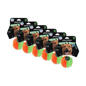 6x Paws And Claws Dental Treat Ball Pet Dog Toy Teeth Gum Cleaning 8.5cm Assorted