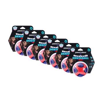 6PK Paws And Claws Dentaball Pet Dog Toy Sensory Ball Squeaky Dental Care 8.5cm