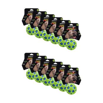 12x Paws And Claws TPR Cage Ball W/ Squeaker Pet Dog Fetch/Chase Toy 9cm Assorted