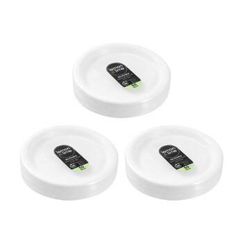 3x 50pc Lemon And Lime Reusable Plastic Food Dinner Plates Set White 25.5cm