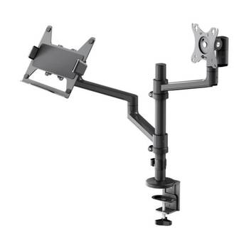 Goobay Monitor Mount Workstation Single Pole Pro Adjustable Desk Stand - Black