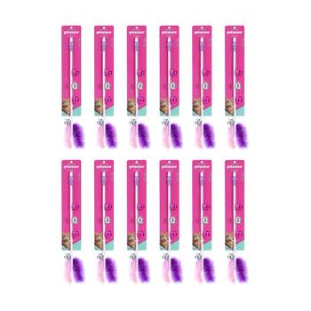 12PK Paws And Claws Pounce Play Wand Pet Cat Toy With Bells Assorted 50cm