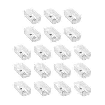 18PK Boxsweden Crystal Ribbed Tray Home Organiser Storage Container 21x11x6.5cm