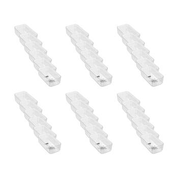 36PK Boxsweden Crystal Ribbed Tray Home Organiser Storage Container 21x11x6.5cm