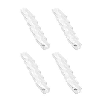 24x Boxsweden Crystal Ribbed Tray Modular Design Storage Container Clear 31x11x6.5cm