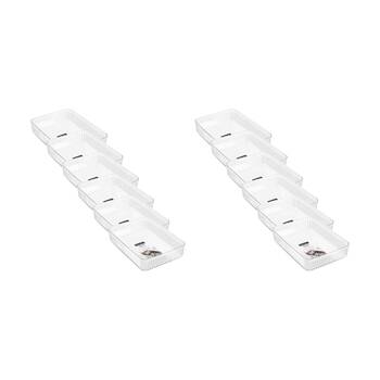 12x Boxsweden Crystal Ribbed Tray Modular Design Storage Container Clear 32x23x7cm
