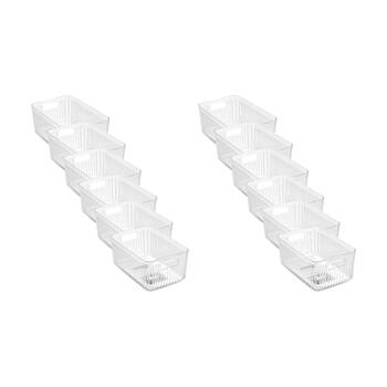 12x Boxsweden Crystal Ribbed Container 4.3L Storage W/ Handles Clear 26x17x12cm