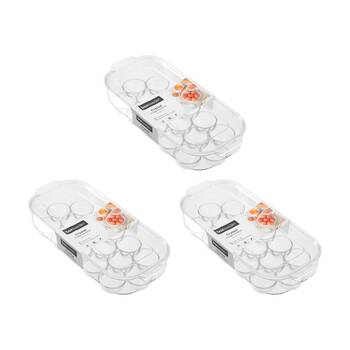 3x Boxsweden Crystal 16 Egg Container Tray Food Storage Clear 33x14.5x7.5cm