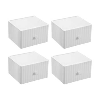 4x Boxsweden Rippled Stacking Drawer Organiser Ribbed Storage 20x18x12cm Assorted
