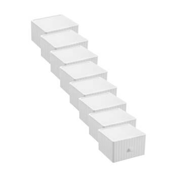 8PK Boxsweden Rippled Stacking Drawer Organiser Ribbed Storage 20x18x12cm Assorted