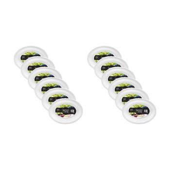 12x Lemon And Lime Serving Bowl Plate Oval Plastic Dishwasher Safe White 43x32cm