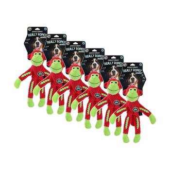 6x Paws And Claws Plush Monkey Pet Dog Chew/Tug Toy W/ Rope Skeleton Assorted
