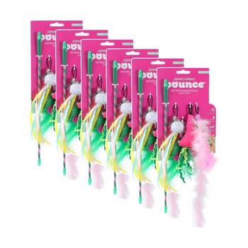 6PK Paws And Claws Pounce Pet Cat Dangler Toy 5 In 1 Assorted 43cm