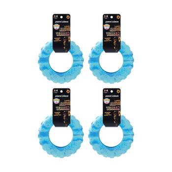 4x Paws And Claws All Terrain Rubber Tyre Dog Chew Toy Large Two-Tone 21x21x5.5cm