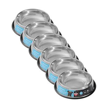 6x Paws And Claws Stainless Steel Pet Cat/Dog Bowl Anti-Skid 1.35L Black 28.5x28.5x6.5cm