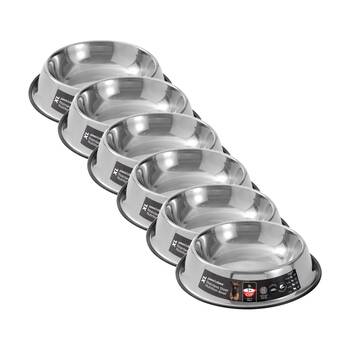 6x Paws And Claws Stainless Steel Pet Cat/Dog Bowl Anti-Skid 1.8L Black 32.5x32.5x6.8cm